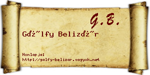 Gálfy Belizár névjegykártya